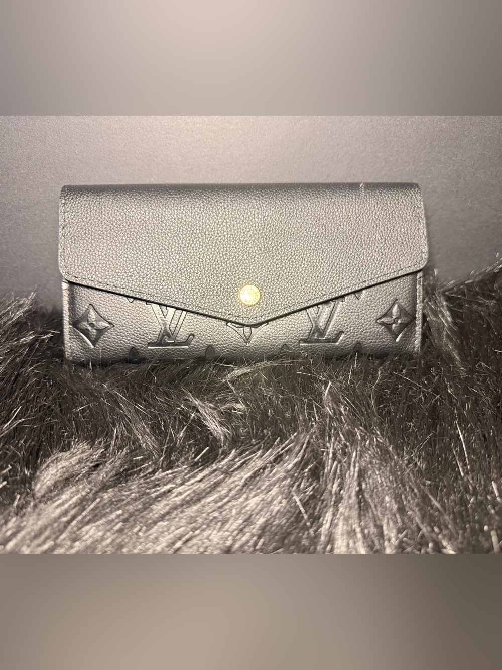 Black Monogram Envelope Wallet